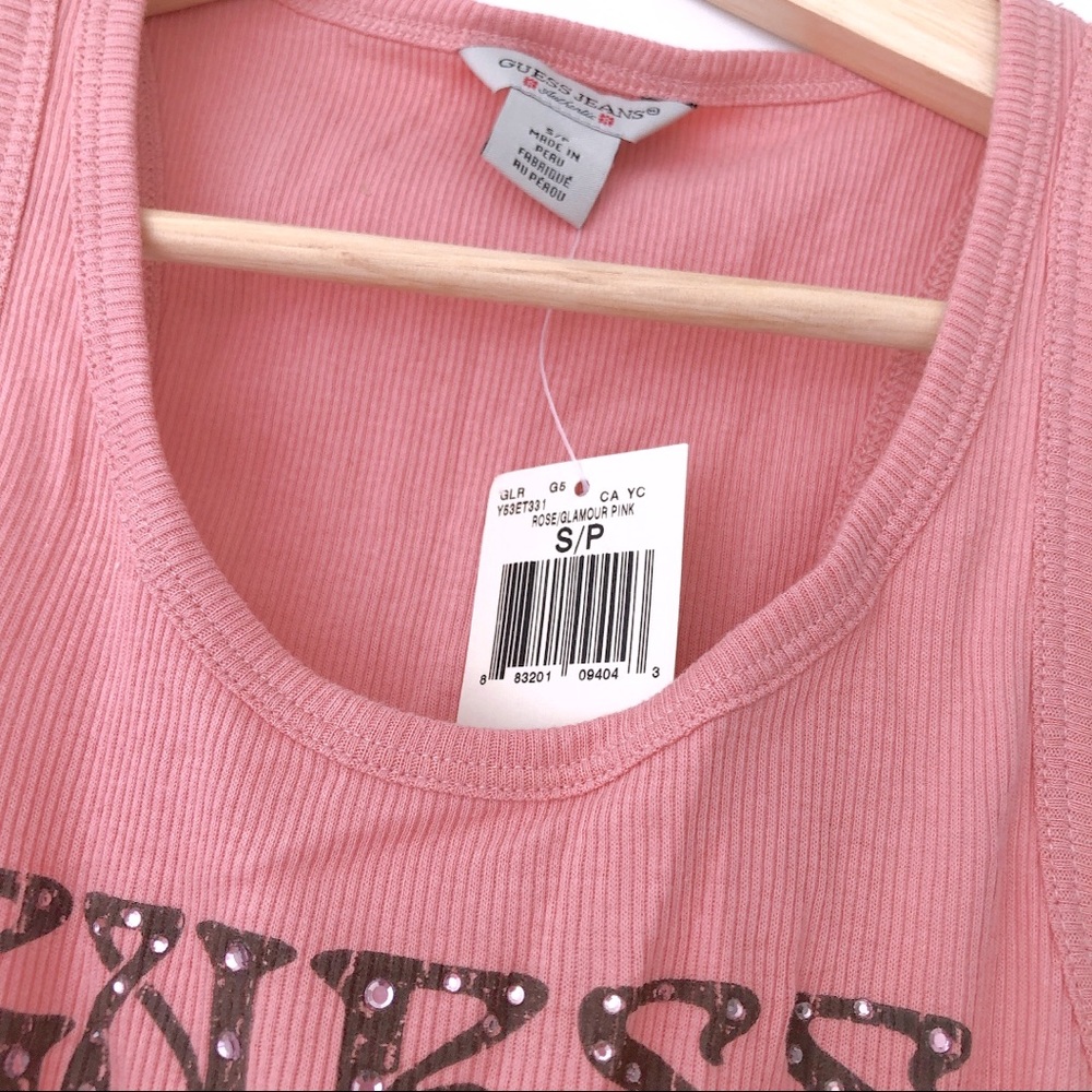 GUESS Ribbed Logo Tank with Rhinestone Accent - Picture 2 of 3